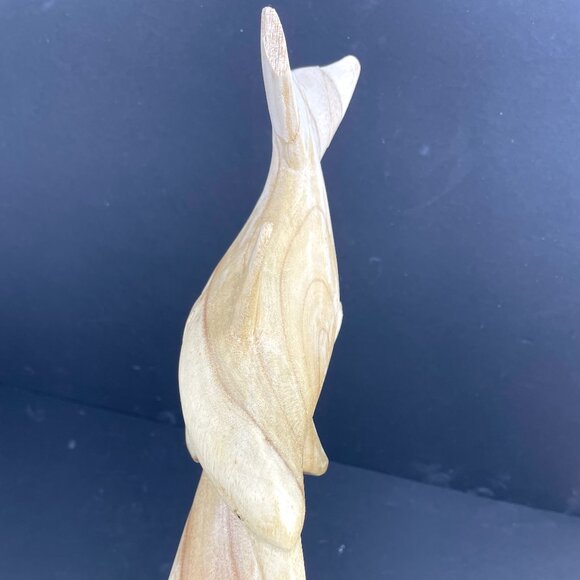 Wood Carved Dolphin Sculpture 18” Handcrafted – Natural Wood -Read Details - Picture 14 of 14